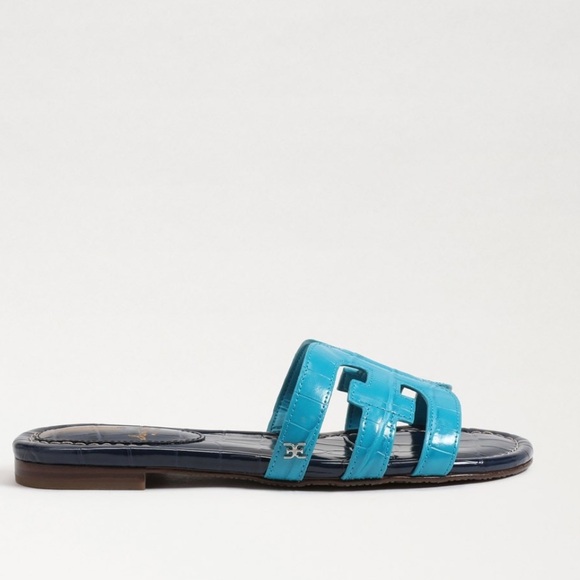 Sam Edelman EUC! BAY SLIDE SANDAL. Crocodile embossed slide in blue. - Picture 4 of 14